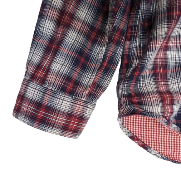 Birds Of Paradis By Trovata California Tartan Plaid Button Up shirt Size Large - Picture 6 of 11